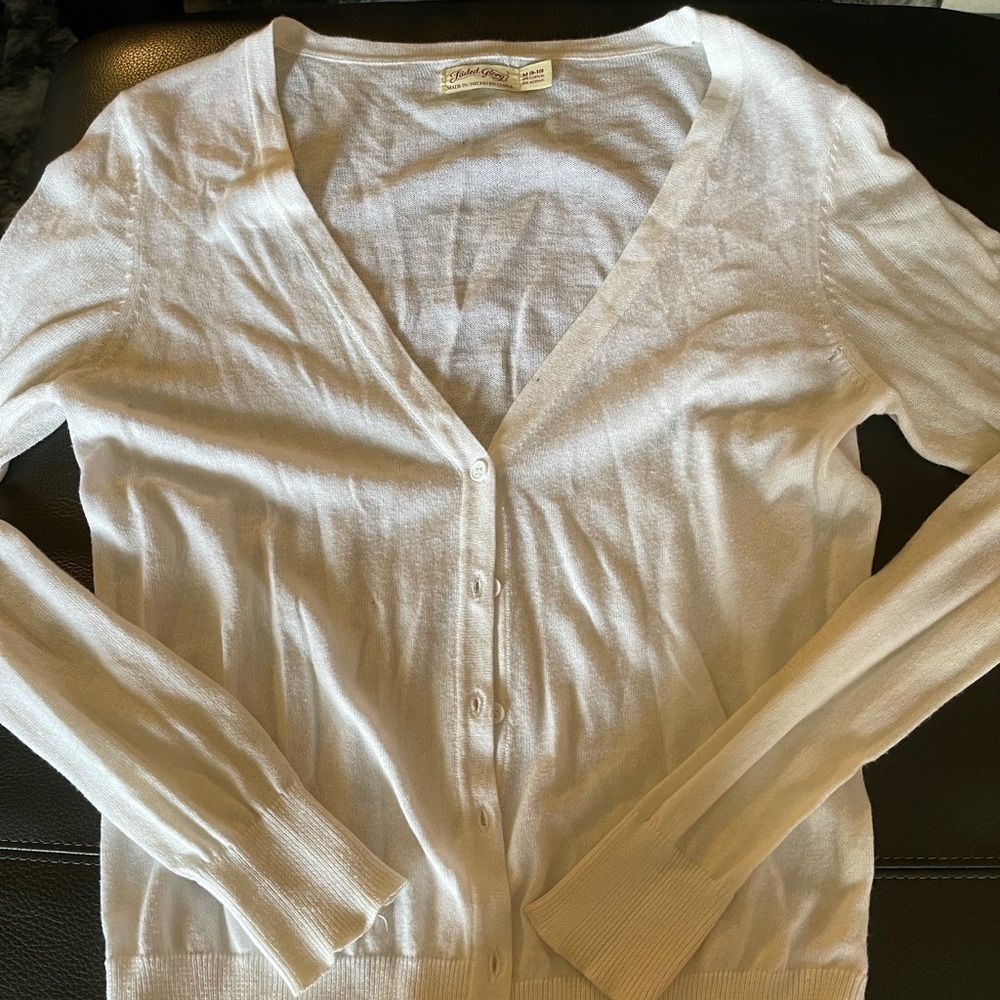 White bottom down cardigan size medium